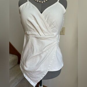 AKIRA White Asymmetrical Wrap Blouse